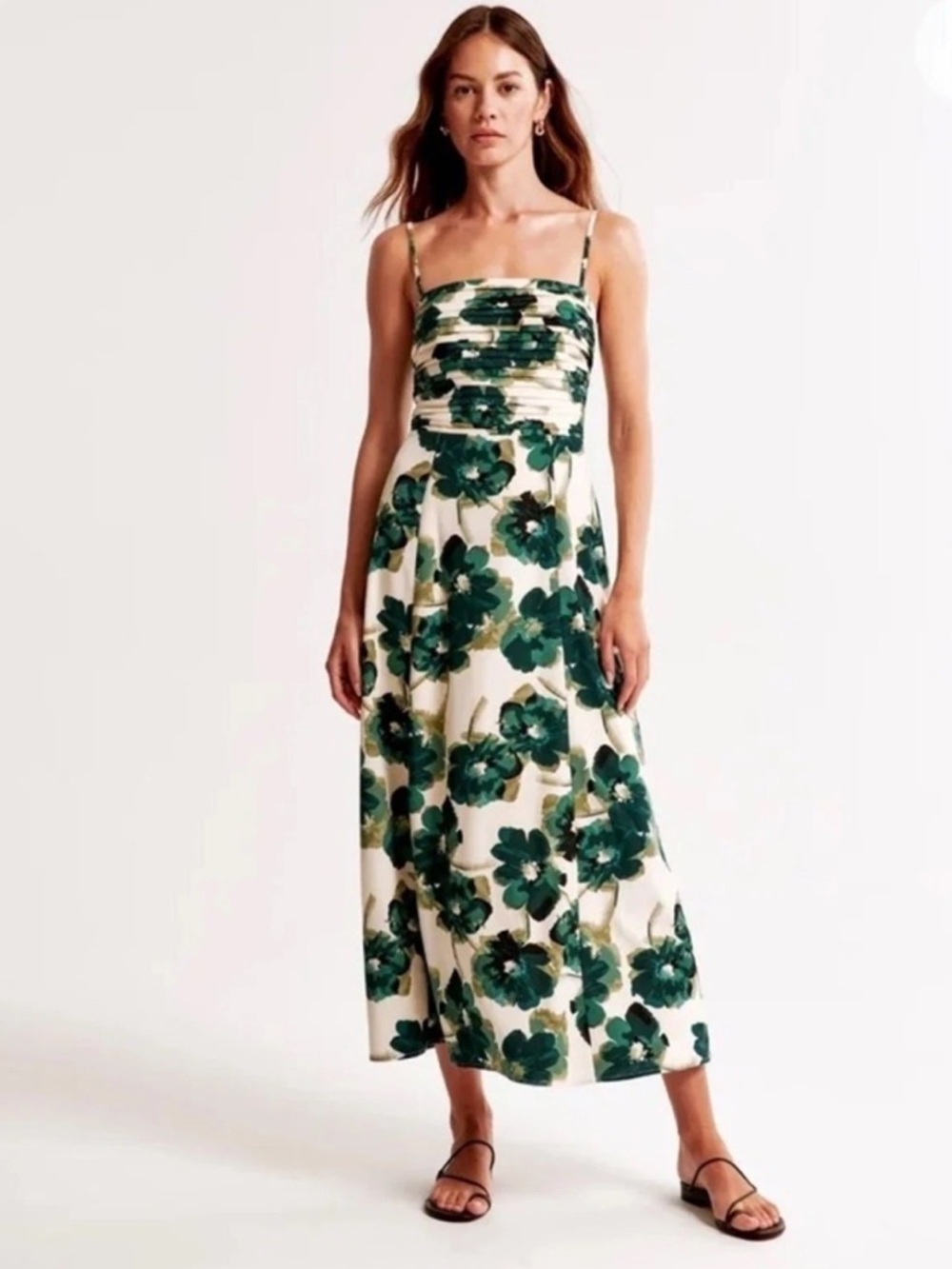 The A&F Emerson Crepe Midi Dress in Green size Large